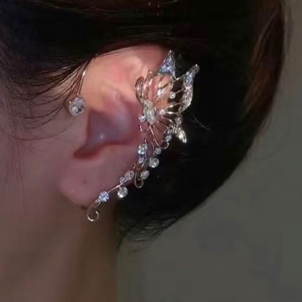 New Shiny Zircon Butterfly Earrings (left ear )